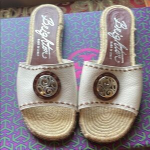 Brighton White and Tan Sandals Elegant and Versatile